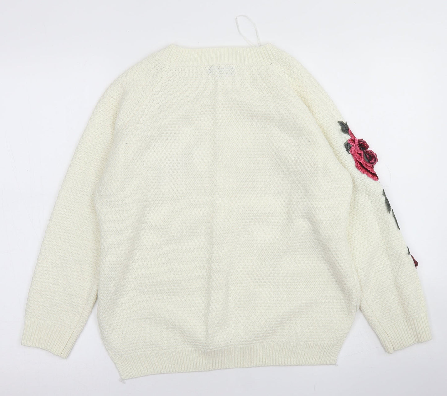 Paramour Womens Ivory Crew Neck  Acrylic Pullover Jumper Size S