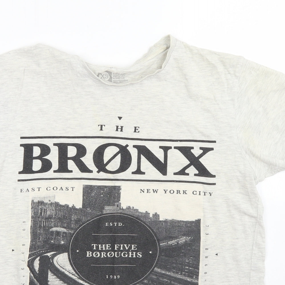 Cedar Wood State Mens Grey  Cotton  T-Shirt Size XS Crew Neck  - The Bronx