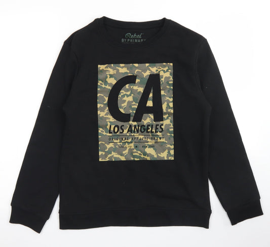 Rebel Boys Black  Polyester Pullover Sweatshirt Size 12-13 Years