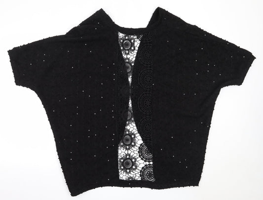 South Womens Black Round Neck  Polyester Cardigan Jumper Size 16