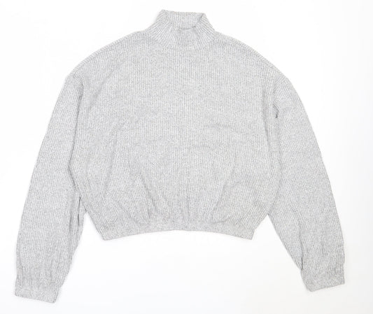 Garage Womens Grey High Neck  Rayon Pullover Jumper Size M