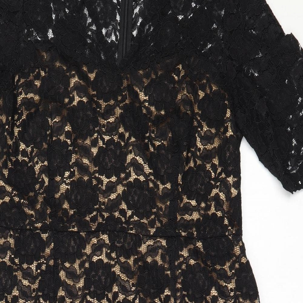 Preworn Womens Black  Polyamide Shift  Size 14  V-Neck