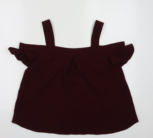 Topshop Womens Purple  Polyester Basic Tank Size 10 V-Neck - cold shoudler
