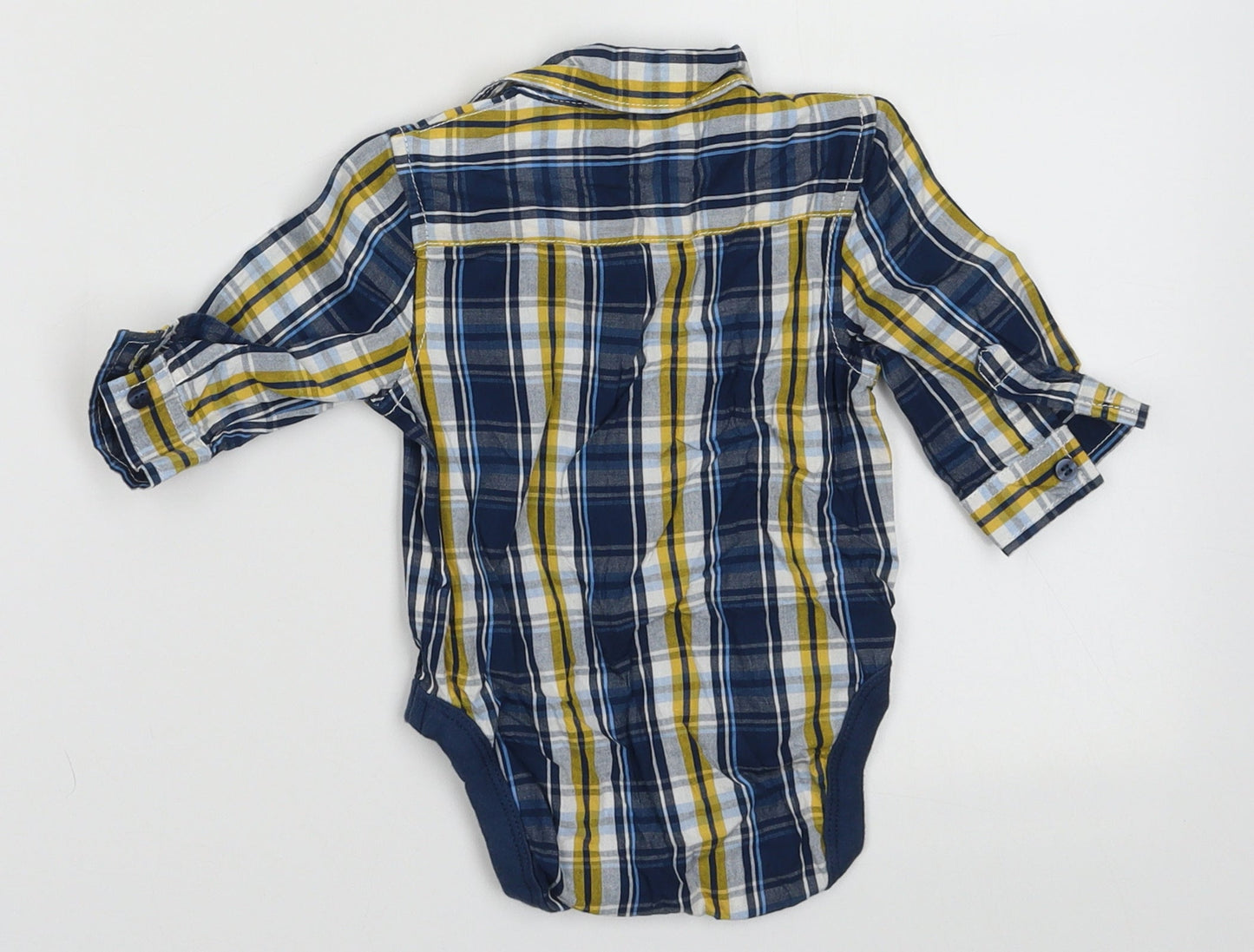 Mothercare Boys Black Check Cotton Basic Polo Size 0-3 Months Collared Button