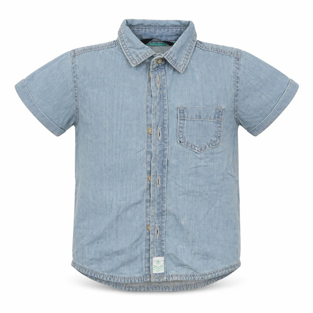 George Boys Blue  Cotton Basic Button-Up Size 12-18 Months Collared Button