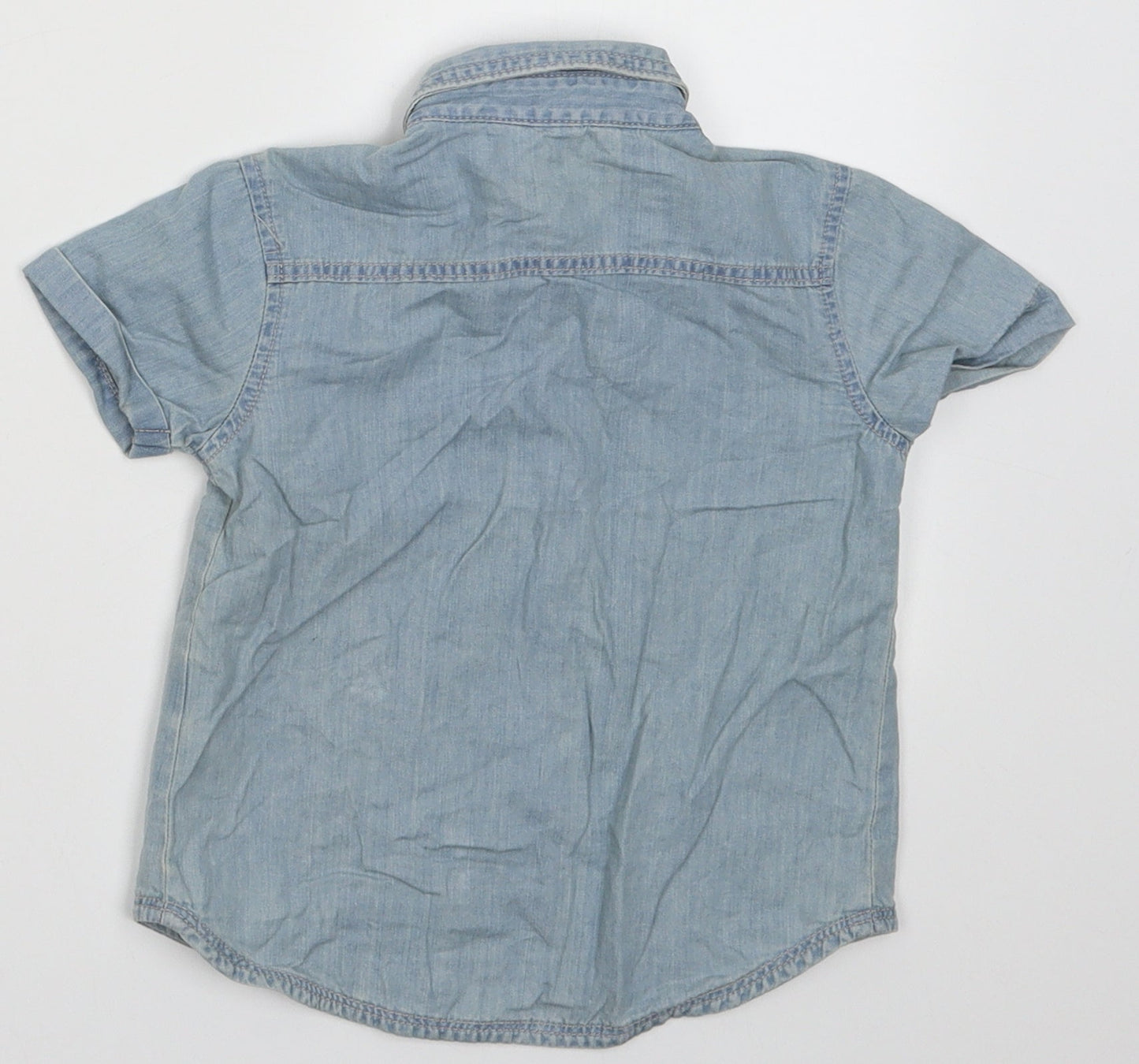 George Boys Blue  Cotton Basic Button-Up Size 12-18 Months Collared Button