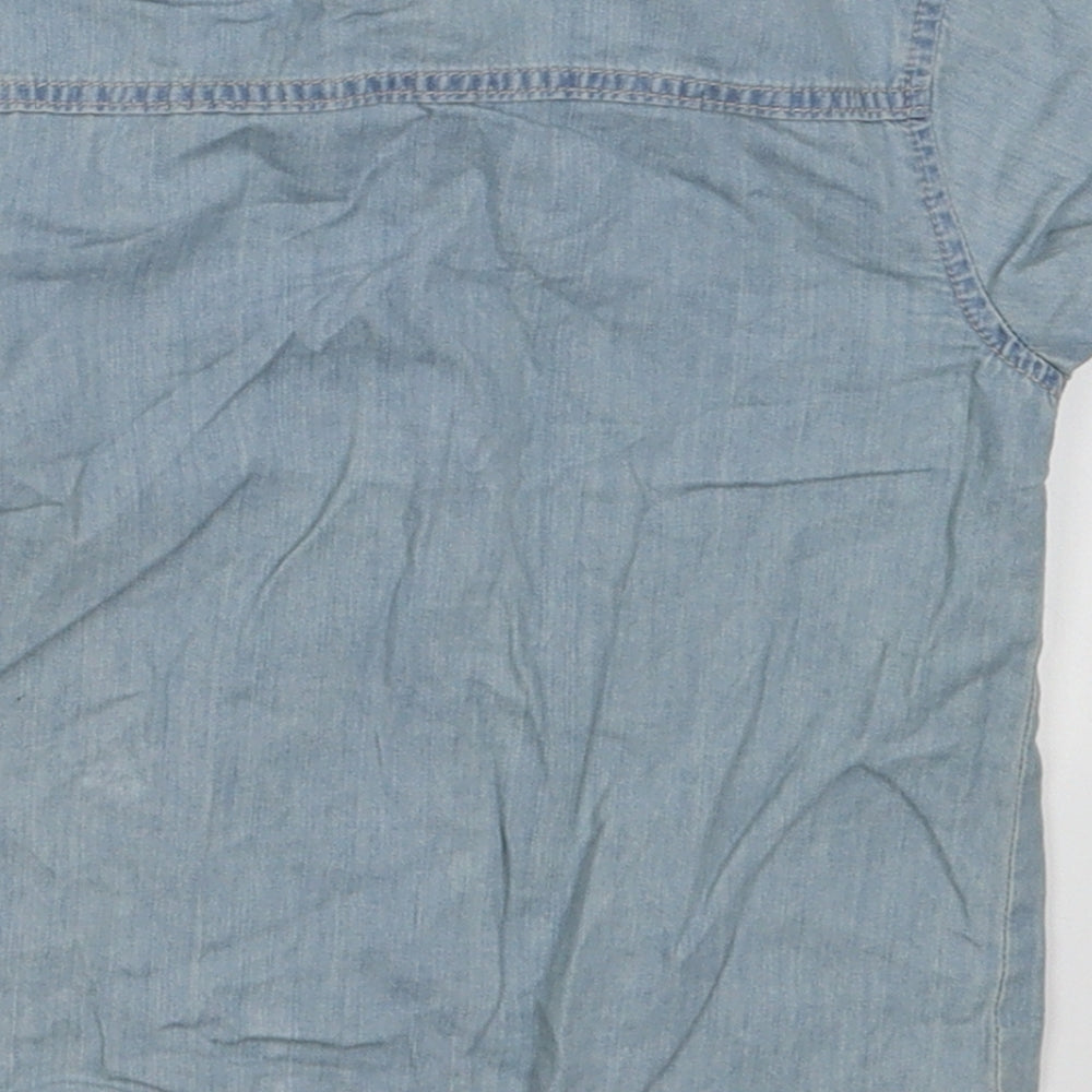 George Boys Blue  Cotton Basic Button-Up Size 12-18 Months Collared Button