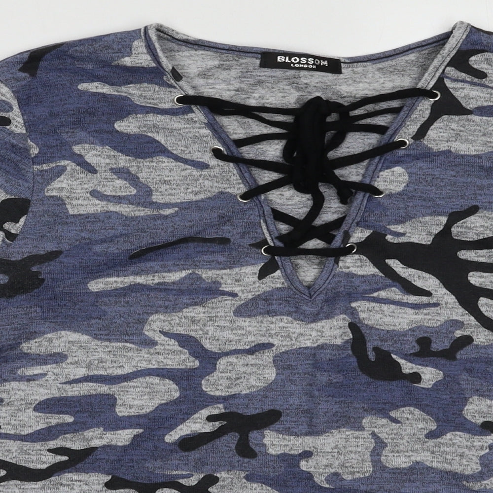 Blossom Womens Blue Camouflage Polyester Pullover Sweatshirt Size M  Pullover