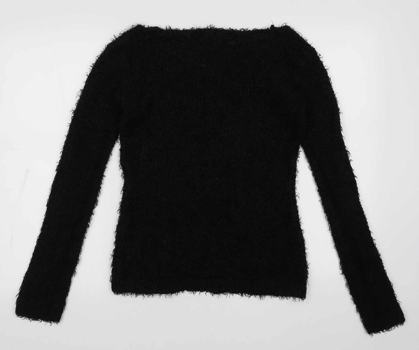 Brave Soul Womens Black Scoop Neck  Polyester Pullover Jumper Size M