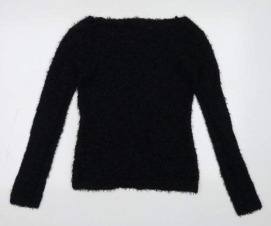 Brave Soul Womens Black Scoop Neck  Polyester Pullover Jumper Size M