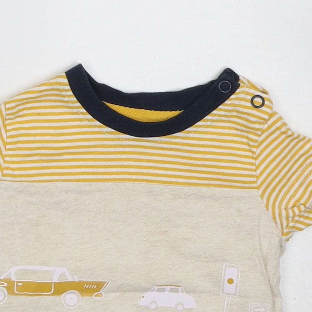 Nutmeg Boys Yellow Striped Cotton Basic T-Shirt Size 3-6 Months Crew Neck Pullover