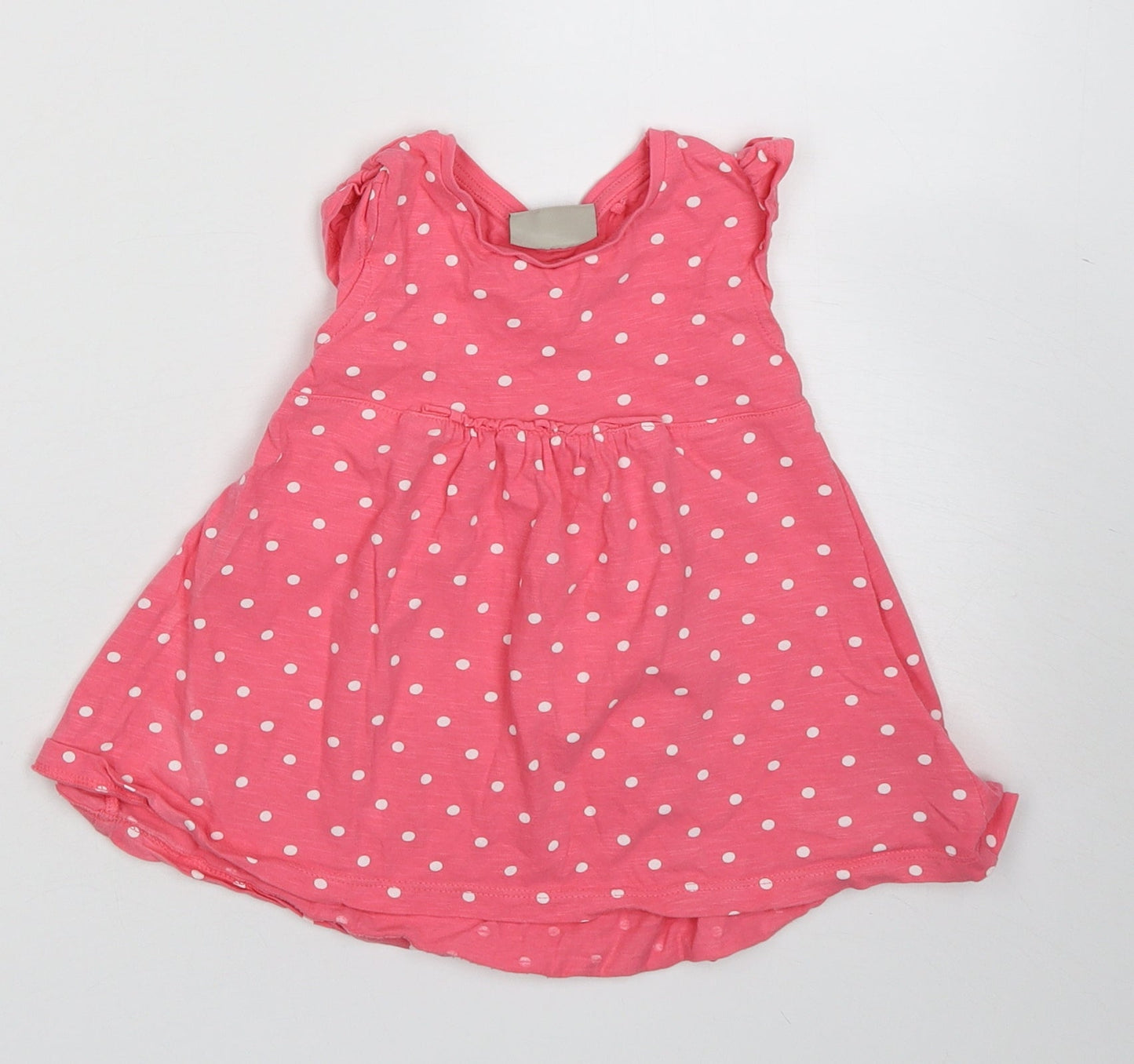 NEXT Girls Pink Polka Dot Cotton A-Line  Size 9-12 Months  Crew Neck Pullover