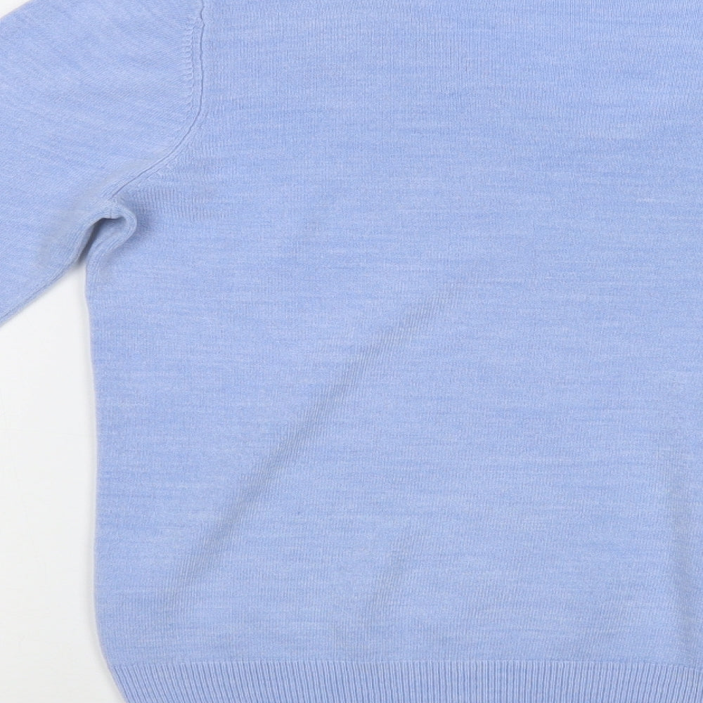 BHS Womens Blue V-Neck  Acrylic Pullover Jumper Size 10