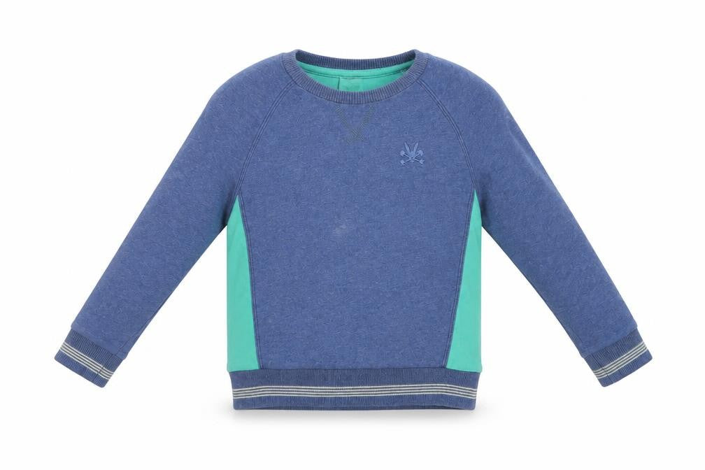 No Added Sugar Boys Blue Colourblock Cotton Pullover Sweatshirt Size 4 Years