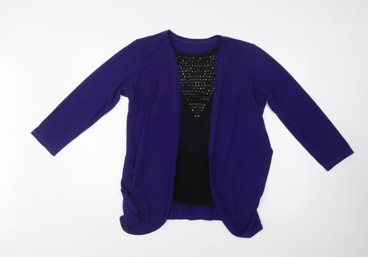 Preworn Womens Purple Round Neck  Polyester Cardigan Jumper Size L