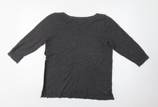 Papaya Womens Grey Boat Neck  Viscose Pullover Jumper Size 14   - Lace Detail