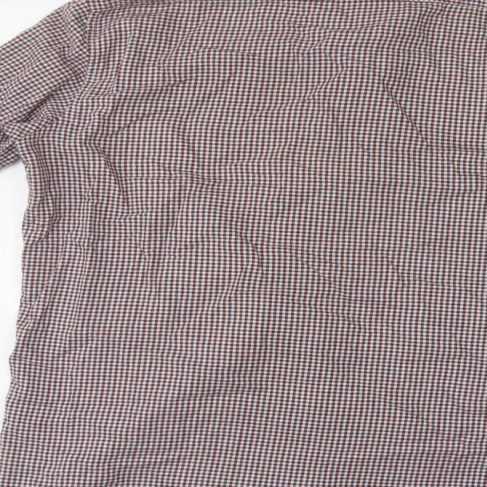 Matalan Mens Red Check Cotton  Button-Up Size 15 Collared Button
