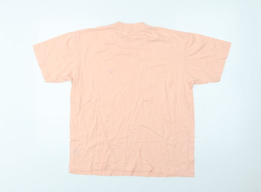 Giordano Mens Pink  Cotton  T-Shirt Size S Crew Neck