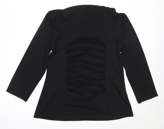 Saloos Womens Black  Polyester Basic Blouse Size 14 Square Neck