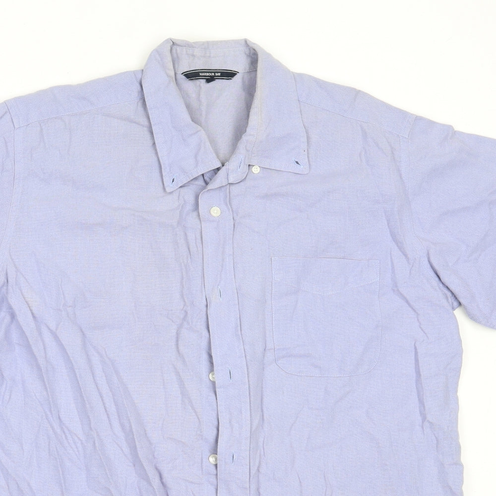 HARBOUR BAY Mens Blue  Cotton  Button-Up Size M Collared