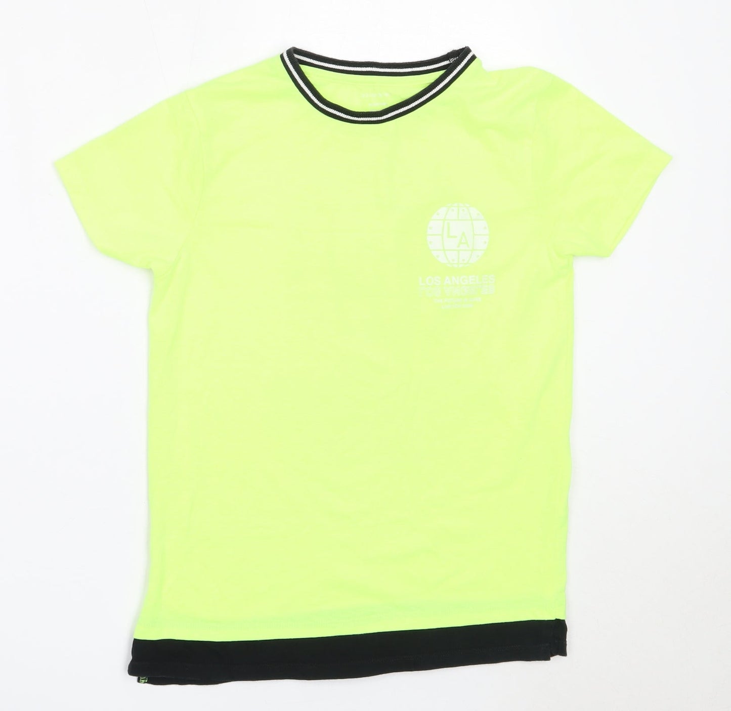 Primark Boys Green  Polyester Basic T-Shirt Size 9-10 Years Round Neck