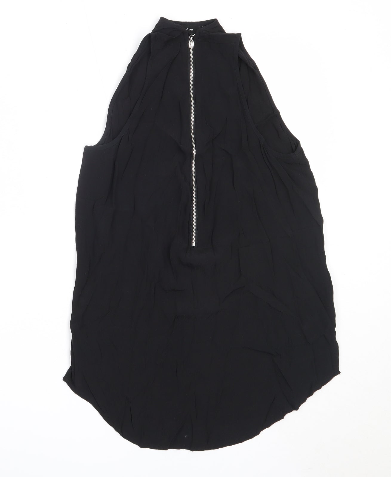 New Look Womens Black  Viscose Basic Blouse Size 10 Round Neck