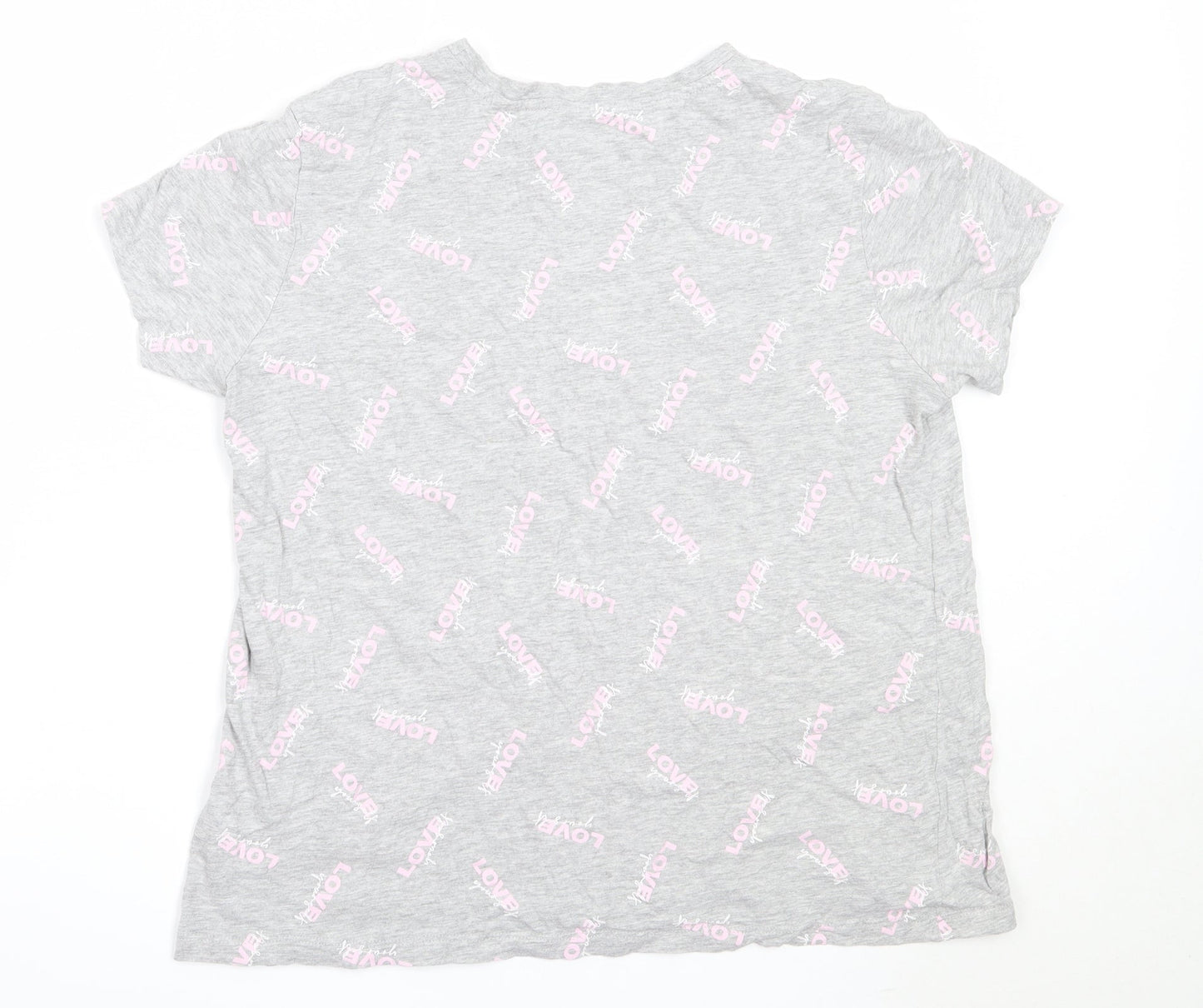 Primark Womens Grey Solid Cotton Top Pyjama Top Size L