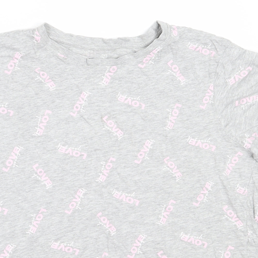 Primark Womens Grey Solid Cotton Top Pyjama Top Size L