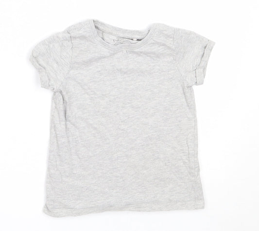 NEXT Girls Grey  Cotton Basic T-Shirt Size 4 Years Round Neck