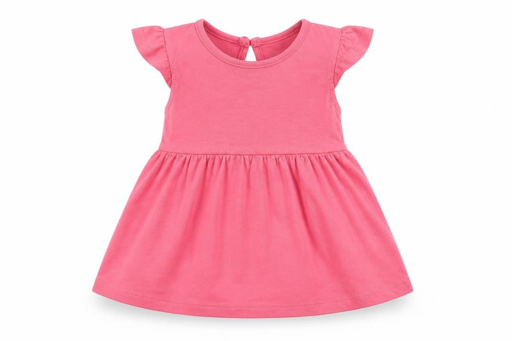 Primark Baby Pink  Cotton A-Line  Size 6-9 Months  Crew Neck Button