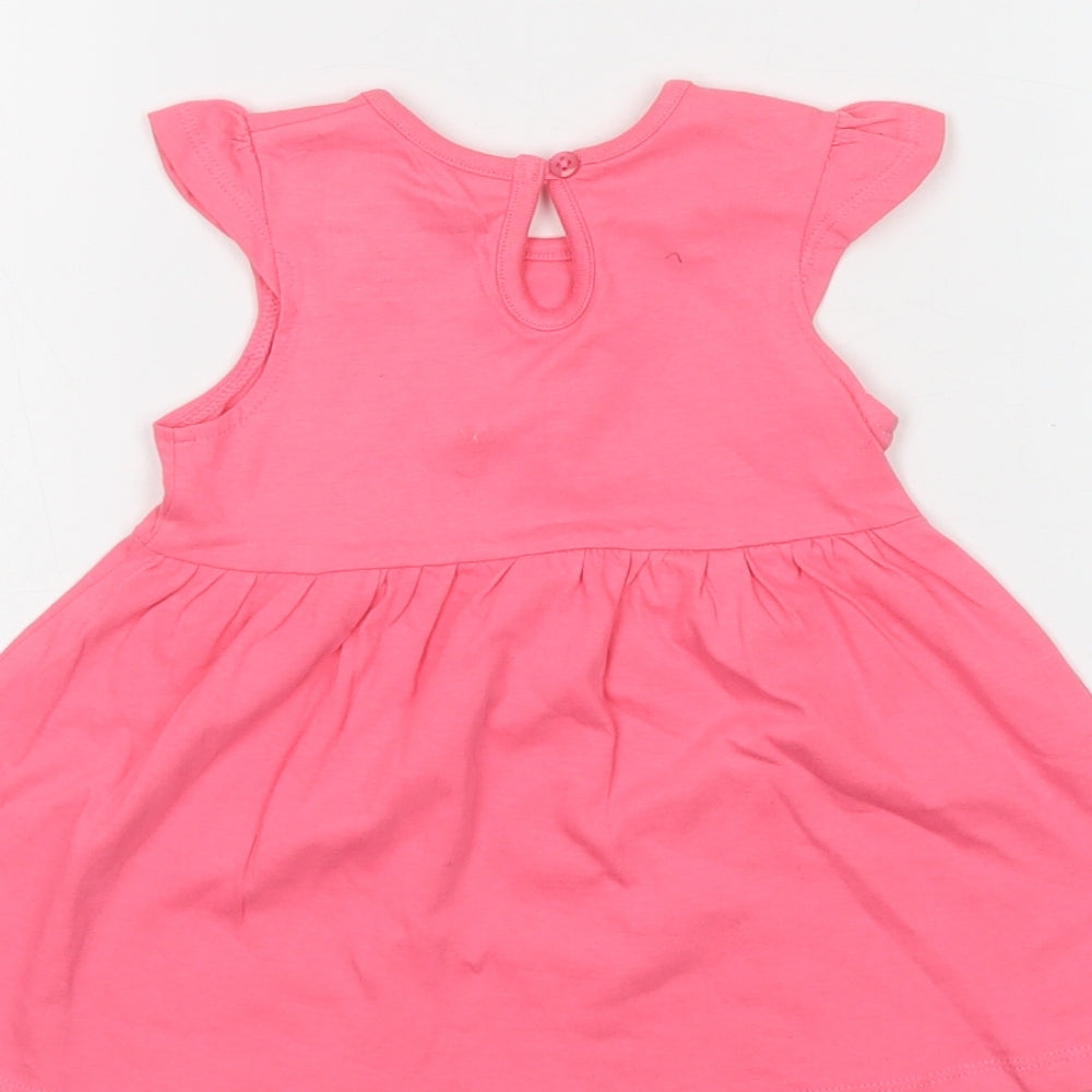 Primark Baby Pink  Cotton A-Line  Size 6-9 Months  Crew Neck Button