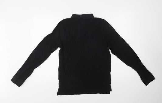 Industrialize Mens Black  Cotton  Polo Size XS Collared Button