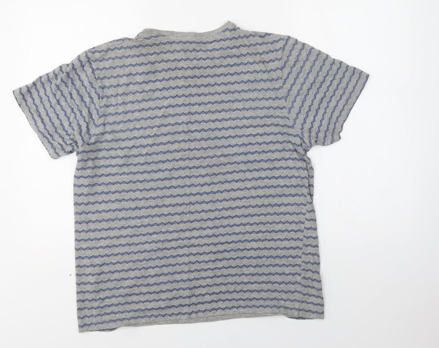 GBeorge Mens Grey Geometric Cotton  T-Shirt Size S Crew Neck