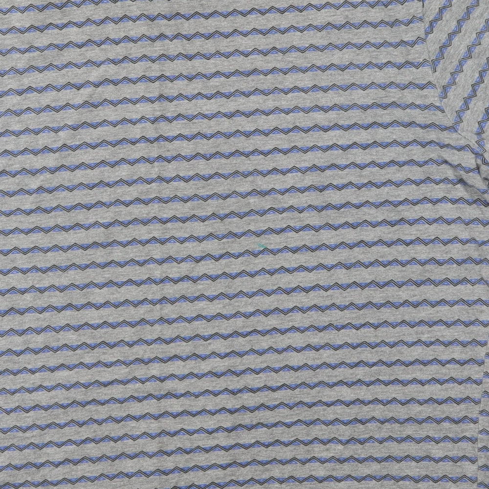 GBeorge Mens Grey Geometric Cotton  T-Shirt Size S Crew Neck