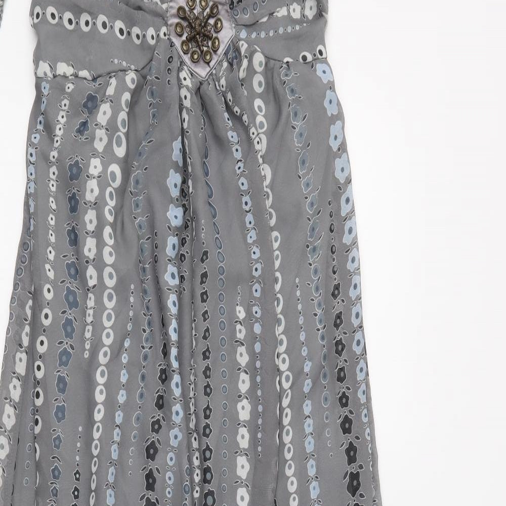 CDG Fashion Womens Grey Geometric Polyester Maxi  Size S  Off the Shoulder