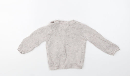 Primark Baby Beige  Cotton Pullover Jumper Size 6-9 Months  Button - Smile