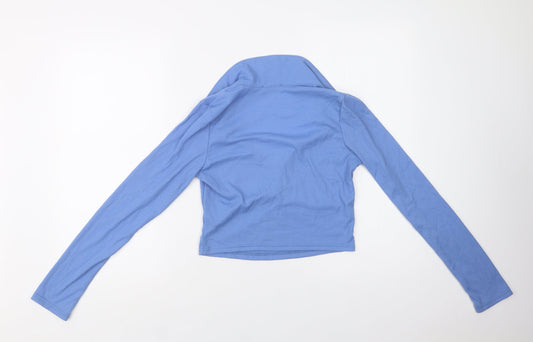 Fashion Us Womens Blue  Polyester Cropped Blouse Size 14 Collared