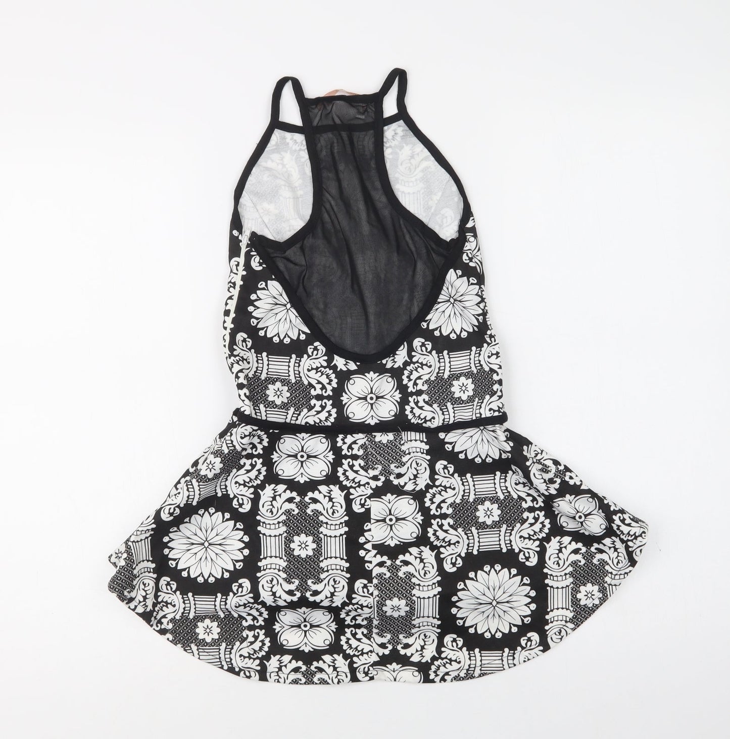 Eva & Lola Womens Black Floral  Basic Blouse Size S Square Neck