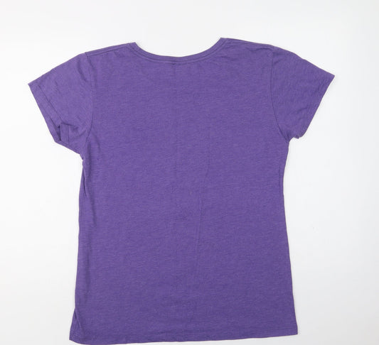 Duck Co Womens Purple  Cotton Basic T-Shirt Size XL Crew Neck