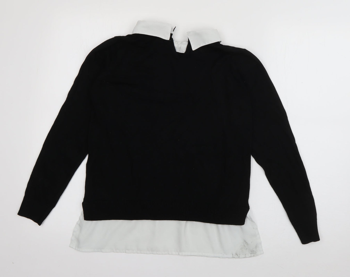 Dorothy Perkins Womens Black Collared  Viscose Pullover Jumper Size 10