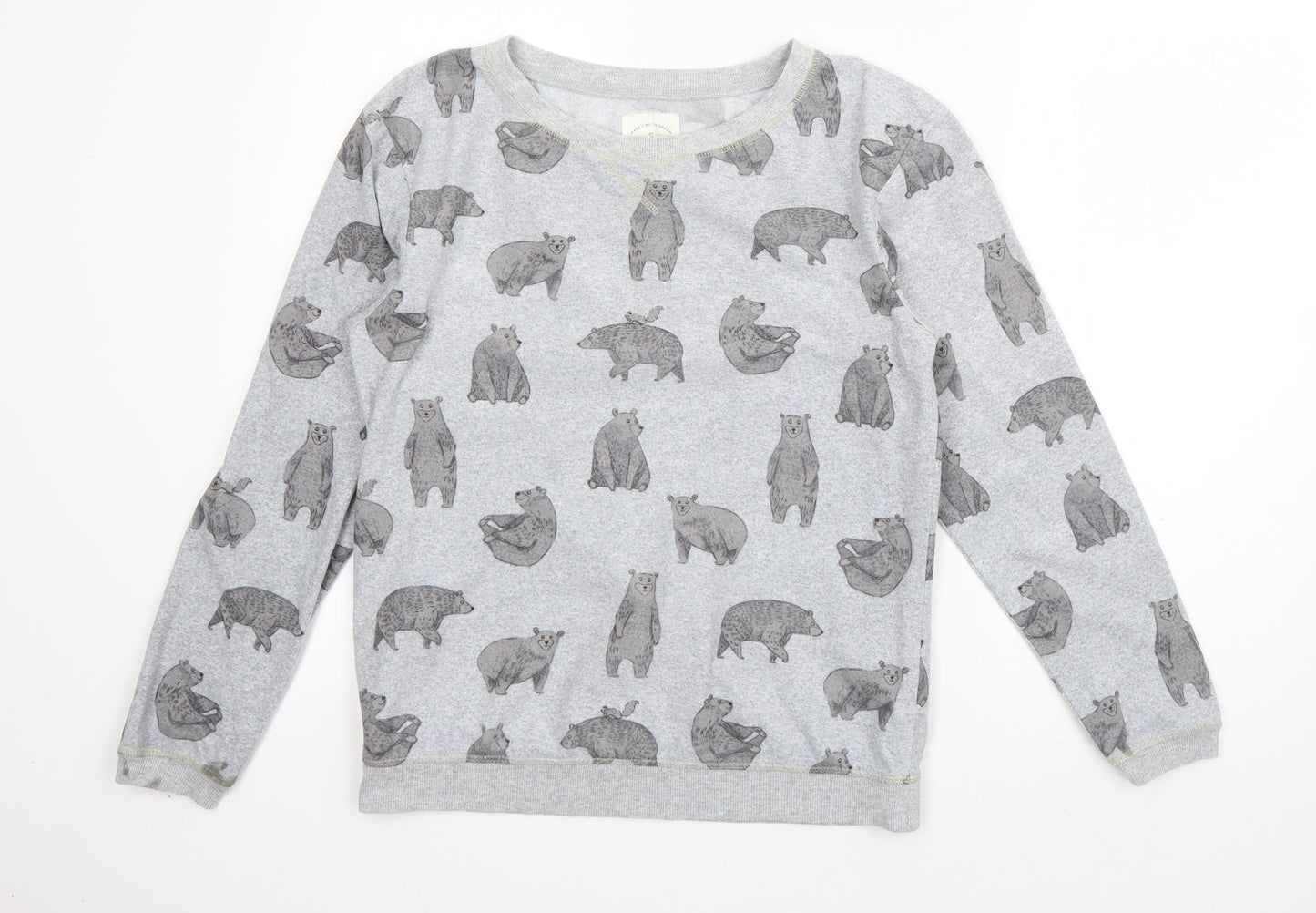 NEXT Womens Grey Geometric Polyester Top Pyjama Top Size XS   - Bear