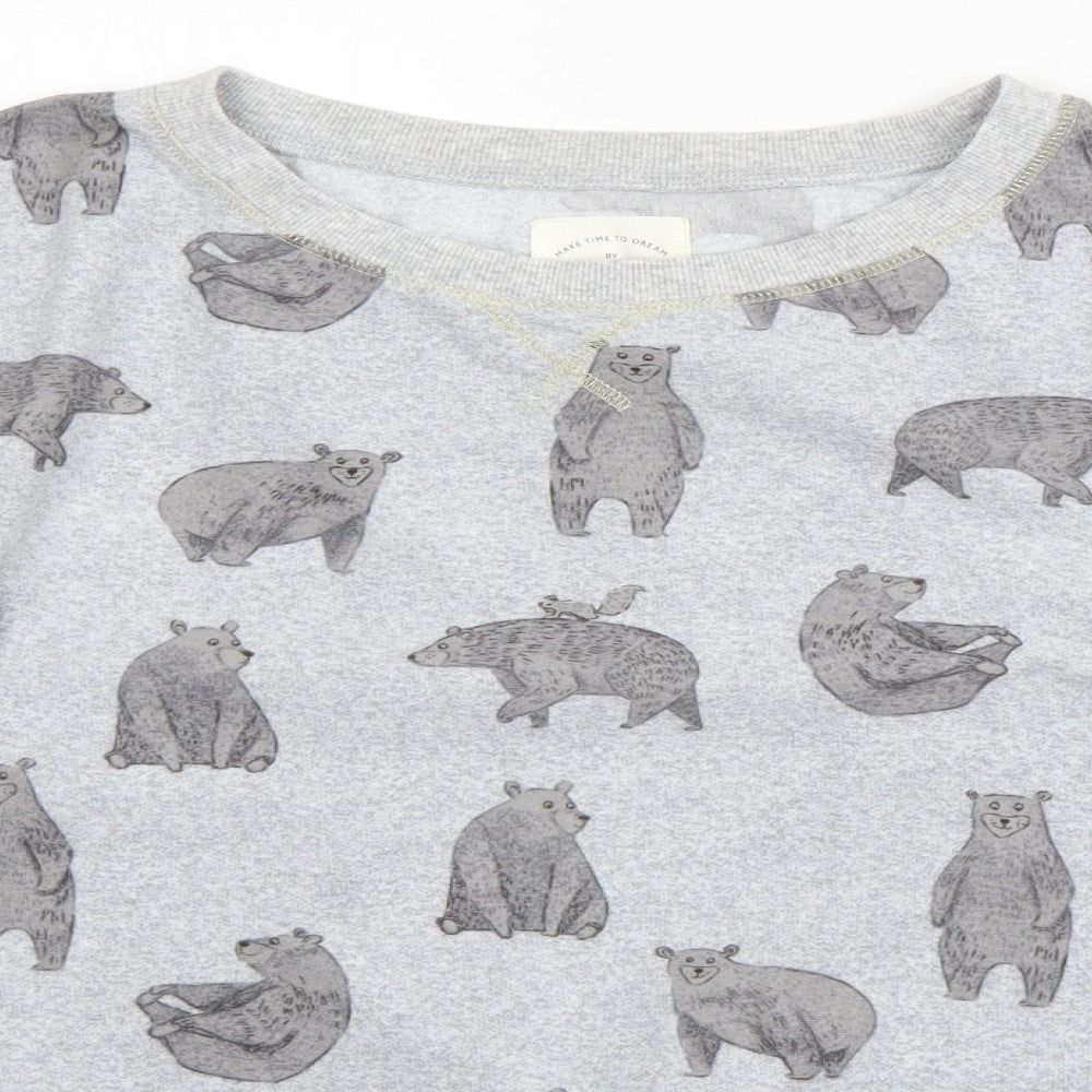 NEXT Womens Grey Geometric Polyester Top Pyjama Top Size XS   - Bear