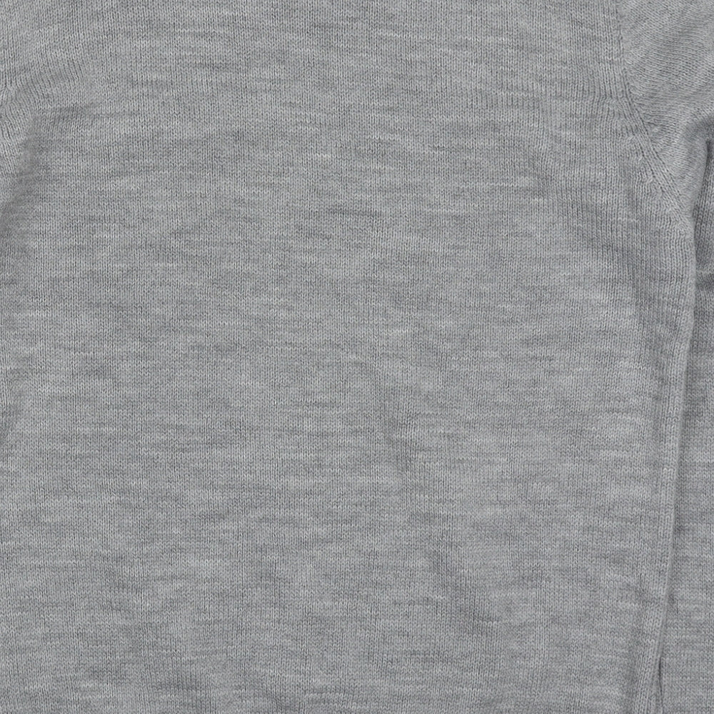 :FC Mens Grey Round Neck  Acrylic Pullover Jumper Size L