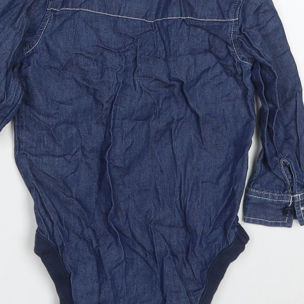 Primark Boys Blue  Cotton Babygrow One-Piece Size 6-9 Months  Button
