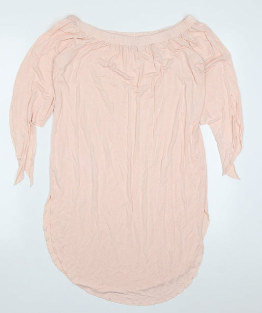 Cherry Couture Womens Pink  Viscose Basic Blouse Size M Off the Shoulder