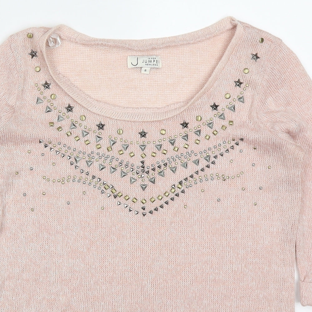 New Look Womens Pink Round Neck  Viscose Pullover Jumper Size 8