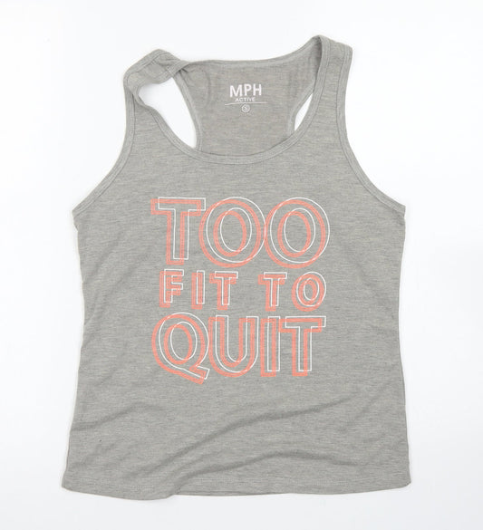 MPH Womens Grey  Polyester Basic Tank Size S Scoop Neck