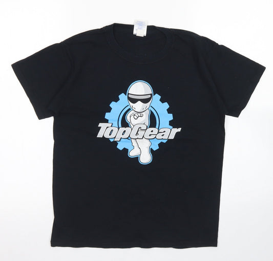 Gildan Boys Black  Cotton Basic T-Shirt Size M Crew Neck  - Top Gear