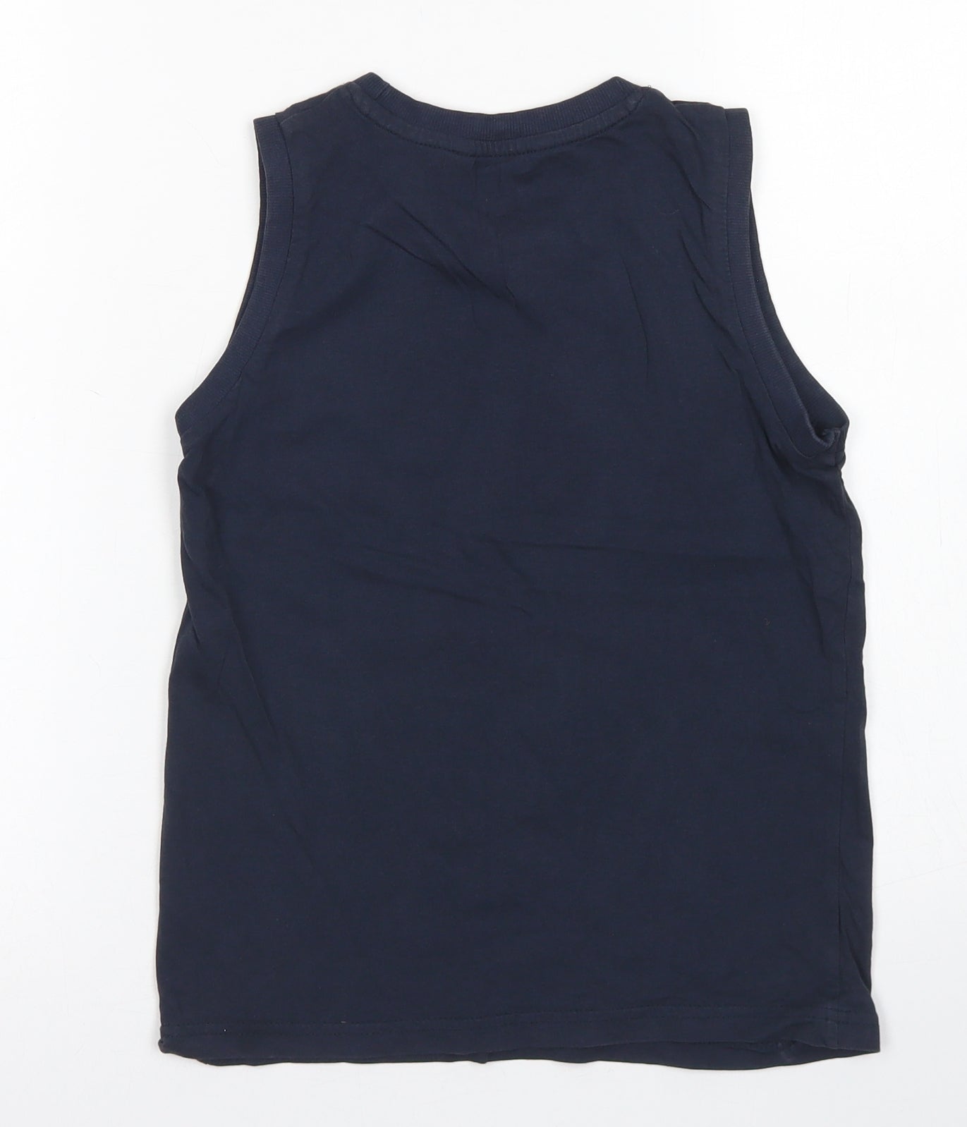 George Boys Blue  Cotton Basic Tank Size 9-10 Years Crew Neck