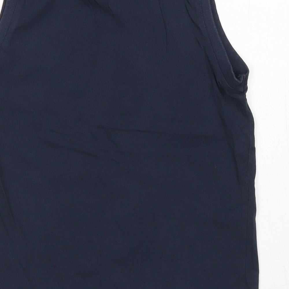 George Boys Blue  Cotton Basic Tank Size 9-10 Years Crew Neck